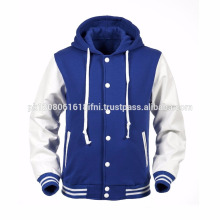 Baseball with hoodie Genuine Leather Varsity Jackets / fashion jacket custom sublimated